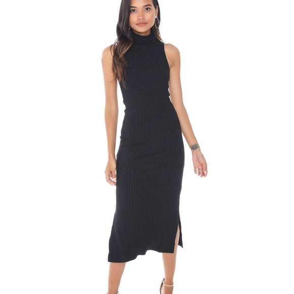David Lerner Turtleneck Black Ribbed Sleeveless Dress Women's Large - Picture 7 of 11